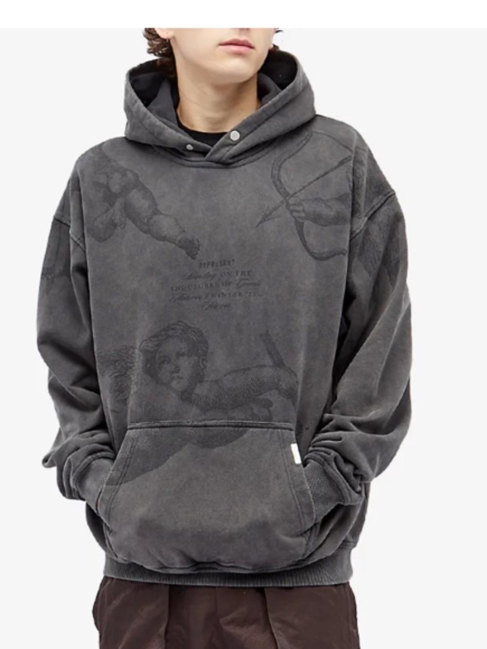 UNISEX REPRESENT CHERUB ALL OVER HOODIE. Vintage grey